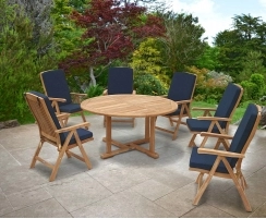 Canfield Round 1.5m Table & 6 Bali Reclining Chairs