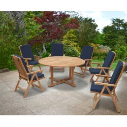 Canfield Round 1.5m Table & 6 Bali Reclining Chairs