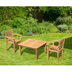Hilgrove Teak Garden Coffee Table and 2 Yale Stacking Chairs Set