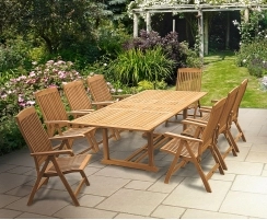 Dorchester Extending 1.8 - 2.4m Table & 8 Bali Garden Recliner Chairs