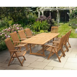Dorchester Extending 1.8 - 2.4m Table & 8 Bali Garden Recliner Chairs