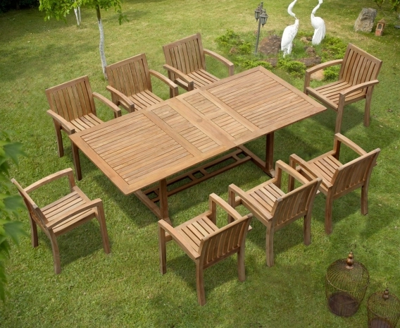 Dorchester Extending 1.8 - 2.4m Table & 8 Monaco Stacking Chairs