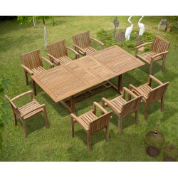 Dorchester Extending 1.8 - 2.4m Table & 8 Monaco Stacking Chairs