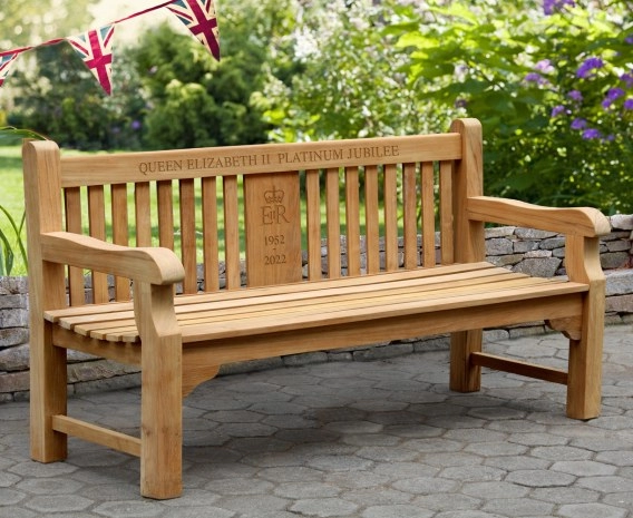 Balmoral Teak Queen's Platinum Jubilee Commemorative Bench - 1.8m