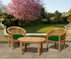 Wimbledon Coffee Table & Armchairs, Teak Conversation Set