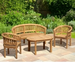 Wimbledon Teak Bench, Coffee Table & Armchairs Set