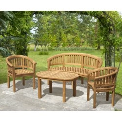 Contemporary Bench, Coffee Table &amp; Armchairs, Banana Furniture Set