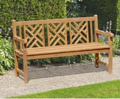 Teak Wooden Banana Bench with Armrests 3-seater 151x62x86 cm Garden Sofa Outdoor 