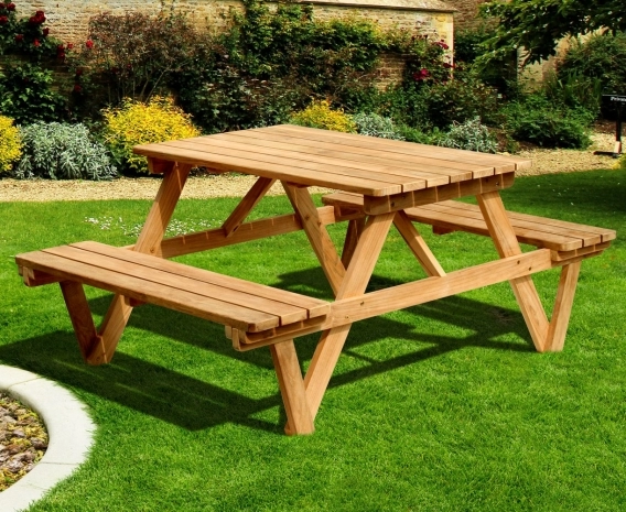 Luxury 4ft Picnic Bench, Teak Wooden Pub Table, – 1.2m