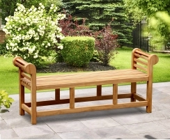 Lutyens-Style Teak Backless Garden Bench - 1.65m