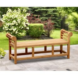 Lutyens-Style Teak Backless Garden Bench - 1.65m