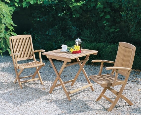 Rimini Teak Folding Dining Set With, Folding Dining Room Table Chair Sets