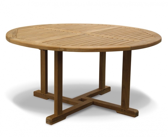 Canfield 5ft Teak Round Garden Table 1 5m, Wooden Round Garden Table