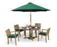 Canfield Round 1.2m Table & 4 Monaco Stacking Chairs, Teak Patio Set