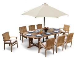 Hilgrove Oval Table 1.2 x 2.6m & Bali Stacking Chairs, 8 Seater Patio Set