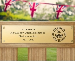Platinum Jubilee Engraved Brass Plaque, Jubilee Emblem - 200x50mm