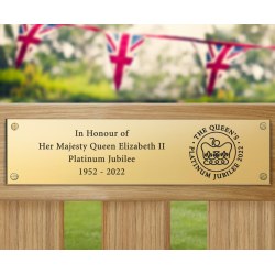 Platinum Jubilee Engraved Brass Plaque, Jubilee Emblem - 200x50mm