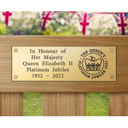 Platinum Jubilee Engraved Brass Plaque, Jubilee Emblem - 150x50mm