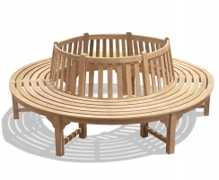 Circular Teak Tree Bench Seat - 2.4m
