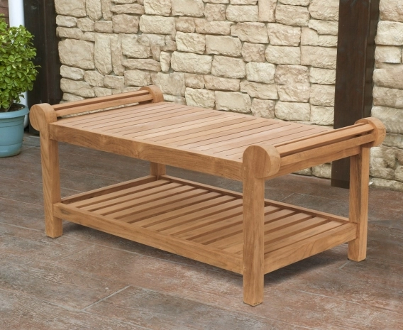 Teak Lutyens-Style Coffee Table with shelf