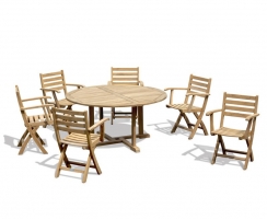 Canfield Round 1.5m Teak Dining Set With 6 Suffolk Chairs