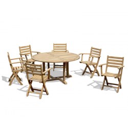Canfield Round 1.5m Teak Dining Set With 6 Suffolk Chairs