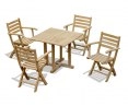 Canfield 0.9m Teak Square Table & 4 Suffolk Armchairs Dining Set
