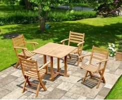Canfield 0.9m Teak Square Table & 4 Suffolk Armchairs Dining Set