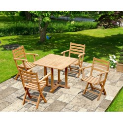 Canfield 0.9m Teak Square Table & 4 Suffolk Armchairs Dining Set