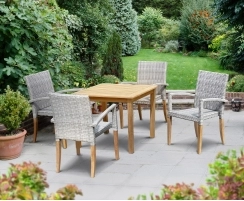 Sandringham Square Garden Table and 4 St. Tropez Stacking Chairs Set