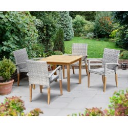 Sandringham Square Garden Table and 4 St. Tropez Stacking Chairs Set
