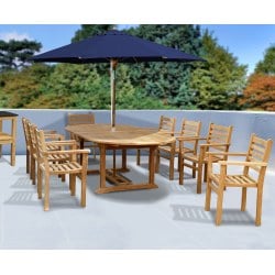 Brompton Extending 1.8 - 2.4m Table &amp; 8 Yale Stacking Armchairs