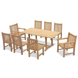 Hilgrove Rectangular 1.8m Table & 8 Windsor Chairs, Teak Dining Set