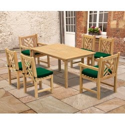 Sandringham Rectangular Table 1.5m with 6 Princeton Side and Armchairs