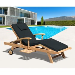 Luxury Teak Sun Lounger with arms and cushion