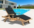 Luxury Teak Sun Lounger with arms and cushion