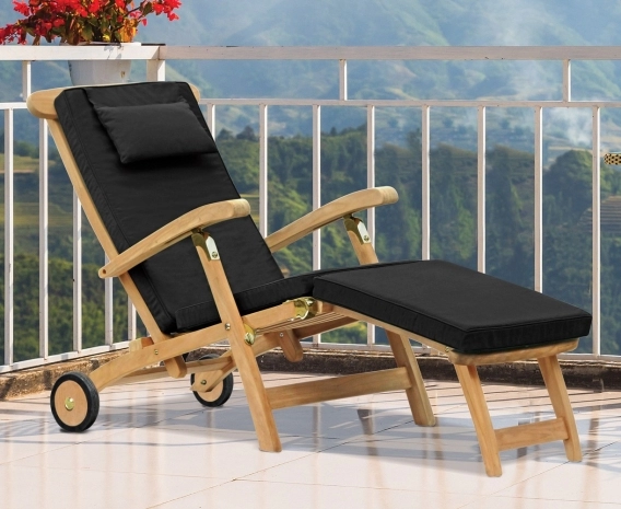 Halo Teak Steamer Chair with wheels and cushion