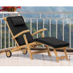 Halo Teak Steamer Chair with wheels and cushion