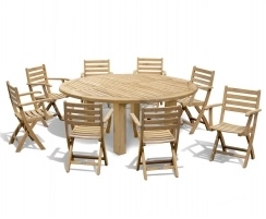 Titan 1.8m Round Table with 8 Suffolk Armchairs Dining Set