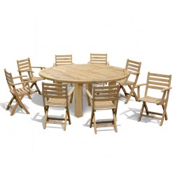 Titan 1.8m Round Table with 8 Suffolk Armchairs Dining Set