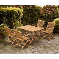 Chester Rectangular Folding Dining Set with 4 Low Back Armchairs