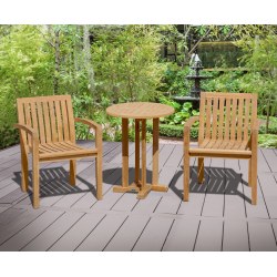 Canfield Round 60cm Table with 2 Monaco Stacking Chairs