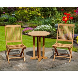 Canfield Round 60cm Table with 2 Rimini Folding Chairs