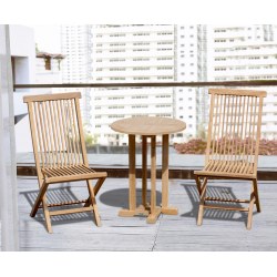 Canfield Round 60cm Table with 2 Ashdown Folding Chairs