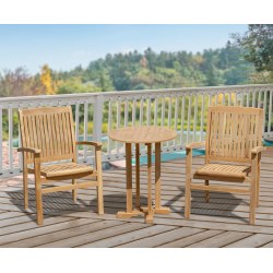 Canfield Round 60cm Table with 2 Bali Stacking Chairs
