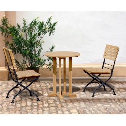 Canfield Round 60cm Table with 2 Bistro Folding Chairs