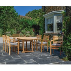 Brompton Bijou Double Leaf Extending Table 1.2-1.8m & 6 Yale Armchairs