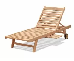 Luxury Wide Teak Sun Lounger with Natural Cushion - New: End of Line