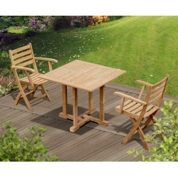 Canfield 90cm Square Table with 2 Suffolk Folding Armchairs
