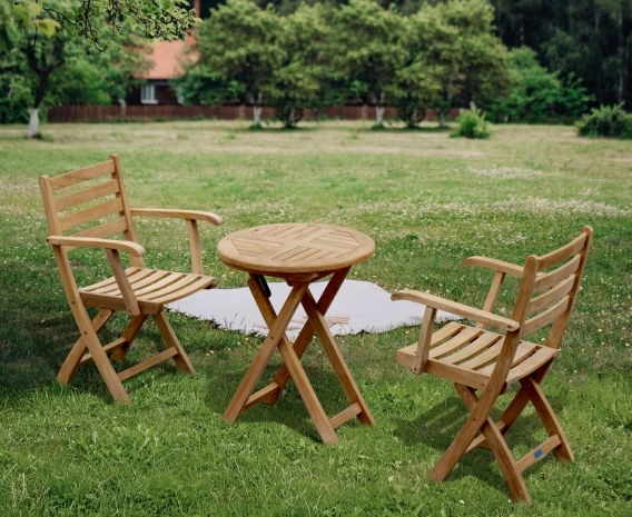 Suffolk Folding 2 Seater Teak Dining Set - 0.6m